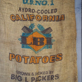 Ancien sac à pomme de terre americain, déco vintage USA