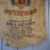 Ancien sac à pomme de terre americain, déco vintage USA