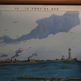Ancienne affiche scolaire 2 faces: Le port de mer - Le port fluvial