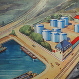 Ancienne affiche scolaire 2 faces: Le port de mer - Le port fluvial