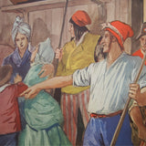 Ancienne affiche scolaire 2 faces: La fete de la federation - le roi se sauve