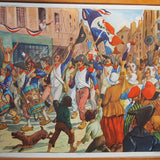 Ancienne affiche scolaire 2 faces: Les francais chassent le roi - La marseillaise