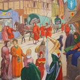 Ancienne affiche scolaire 2 faces: St Louis le roi juste - Une foire au moyen age