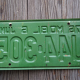 Vintage American license plate. USA