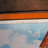Ancienne affiche scolaire 2 faces: St Louis le roi juste - Une foire au moyen age