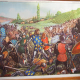 Ancienne affiche scolaire 2 faces: Jean le Bon à Poitiers - Une ruse de Duguesclin