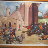 Ancienne affiche scolaire 2 faces: Jean le Bon à Poitiers - Une ruse de Duguesclin