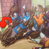 Ancienne affiche scolaire 2 faces: Jean le Bon à Poitiers - Une ruse de Duguesclin