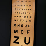 Ancien test d'acuité visuel d'ophtalmologiste et d'opticien, tableau Monoyer