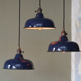 abat jour emaille lampe industrielle bleu nuit