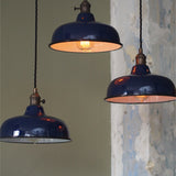 abat jour emaille lampe industrielle bleu nuit