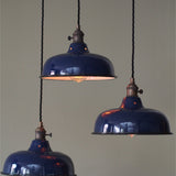 abat jour emaille lampe industrielle bleu nuit