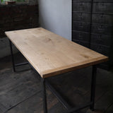 Table ou bureau metal industriel militaire plateau chene massif