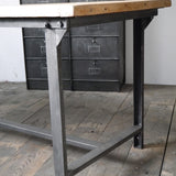 Table ou bureau metal industriel militaire plateau chene massif