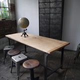 Table ou bureau metal industriel militaire plateau chene massif