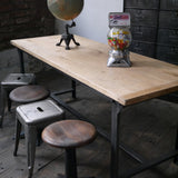 Table ou bureau metal industriel militaire plateau chene massif