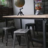 Table ou bureau metal industriel militaire plateau chene massif