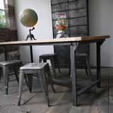 Table ou bureau metal industriel militaire plateau chene massif