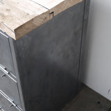 9-compartment industrial sideboard, military workshop style, solid old oak top