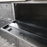 enfilade industrielle 9 compartiments atelier militaire plateau vieux chene massif