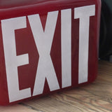 Exit USA Lamp, red opaline glass, metal base