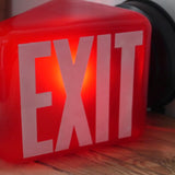 Exit USA Lamp, red opaline glass, metal base