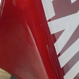 Exit USA Lamp, red opaline glass, metal base