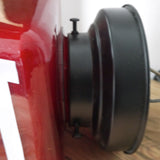Exit USA Lamp, red opaline glass, metal base
