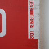 top deco !  tres grand kakemono rouge destination bus USA ligne floride annees 60/70