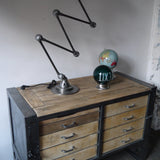 Grand etabli industriel bureau metal et bois