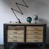 Grand etabli industriel bureau metal et bois