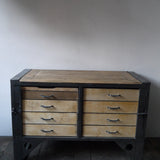 Grand etabli industriel bureau metal et bois