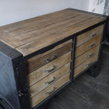 Grand etabli industriel bureau metal et bois