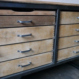 Grand etabli industriel bureau metal et bois