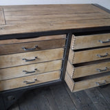 Grand etabli industriel bureau metal et bois
