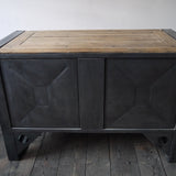 Grand etabli industriel bureau metal et bois