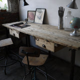 bureau industriel double poste de travail metal et bois