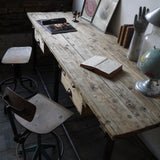 bureau industriel double poste de travail metal et bois