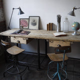 bureau industriel double poste de travail metal et bois