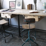 bureau industriel double poste de travail metal et bois