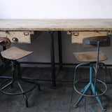bureau industriel double poste de travail metal et bois