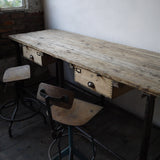 bureau industriel double poste de travail metal et bois