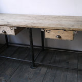 bureau industriel double poste de travail metal et bois