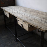 bureau industriel double poste de travail metal et bois