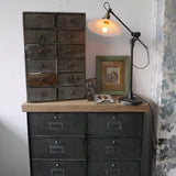 meuble console 8 casiers industriel clapet Roneo plateau chene massif