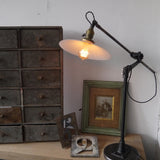 Rare Lampe bureau O.C. White Industrielle opaline blanche