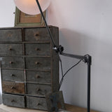 Rare Lampe bureau O.C. White Industrielle opaline blanche