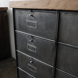 meuble console 8 casiers industriel clapet Roneo plateau chene massif