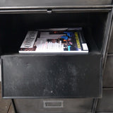 meuble console 8 casiers industriel clapet Roneo plateau chene massif