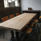 grande table industrielle plateau chene massif pietement fonte